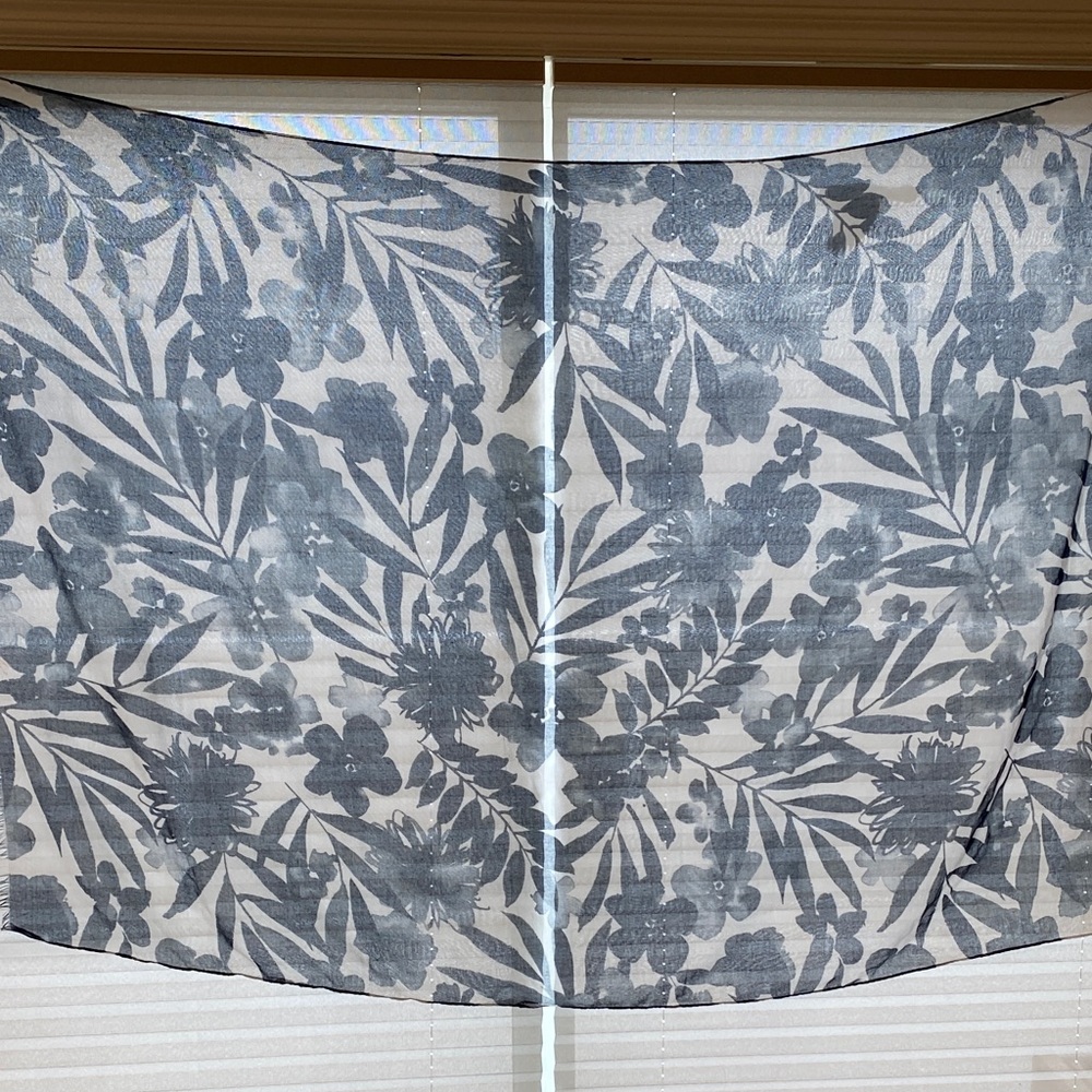 Floral Sheer Scarf, black & white.